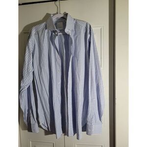 Miller's Oath Shirt Men's 17 Large Button Dress Shirt Checkered White Blue Nwot